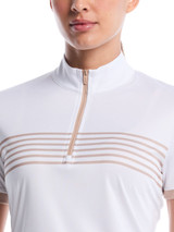Ben Hogan Women's Engineered Stripe Zip Mock - Bright White