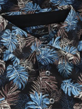 Greg Norman ML75 Stretch Mesh Midnight Monstera Polo - Black