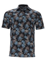 Greg Norman ML75 Stretch Mesh Midnight Monstera Polo - Black