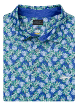 Greg Norman ML75 Stretch Mesh Tropical Pina Polo - Deep Blue
