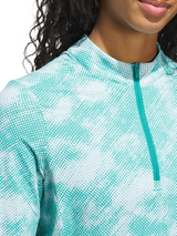 adidas Womens Ultimate365 Printed Quarter-Zip Mock Neck Top - Pure Teal