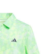 adidas Boys Performance Textured Print Polo Shirt - White/Lime Burst