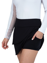 IBKUL Essential Knit Layered Skort (17.5") - Black