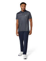 Original Penguin "Snow Tracks" All Over Linear Print Polo - Black Iris