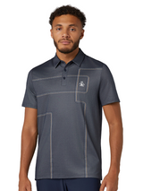 Original Penguin "Snow Tracks" All Over Linear Print Polo - Black Iris