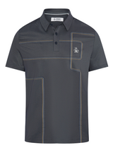 Original Penguin "Snow Tracks" All Over Linear Print Polo - Black Iris
