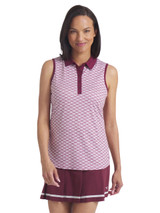 Puma Womens CLOUDSPUN Scallop SL Golf Polo - Ruby Shimmer/White Glow