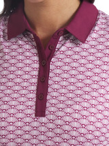 Puma Womens CLOUDSPUN Scallop SL Golf Polo - Ruby Shimmer/White Glow