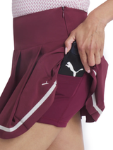 Puma Womens Stripe Pleated Golf Skort - Ruby Shimmer