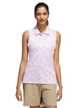 adidas Womens Ultimate365 Printed Sleeveless Polo Shirt - Clear Pink