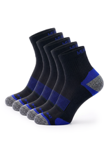 Meikan 5 Pack Quarter Cut Performance Sports Socks - Black/Dark Blue