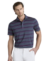 G/FORE Multi Stripe Tech Pique Polo - Twilight/Lava
