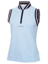 Calvin Klein Womens Camilla Printed Sleeveless Polo - Blue Bell