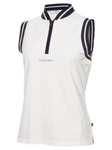 Calvin Klein Womens Camilla Printed Sleeveless Polo - White
