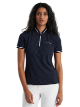 Calvin Klein Womens Camilla Printed Short Sleeve Polo - Navy