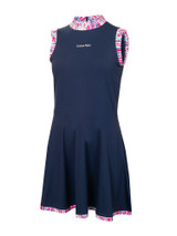 Calvin Klein Womens Carmen Mock Neck Dress - Navy