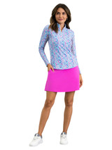 IBKUL Alexis Long Sleeve Mock Neck Top - Turqoise Multi