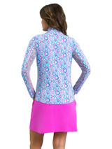 IBKUL Alexis Long Sleeve Mock Neck Top - Turqoise Multi