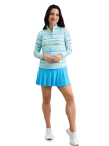 IBKUL Gia Long Sleeve Mock Neck Top - Blue Multi