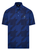 Eastside Golf Houndstooth Snap Placket Polo - Blue Void Houndstooth