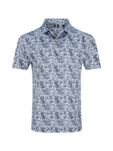 FootJoy Garden Print Lisle Polo Shirt (Athletic Fit) - Periwinkle