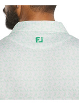 FootJoy Vintage Floral Lisle Polo Shirt (Athletic Fit) - White/Seafoam