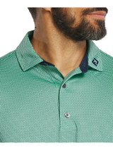 FootJoy Circle Foulard Lisle Polo Shirt (Athletic Fit) - Seafoam/Navy