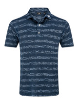 FootJoy Ikat Stripe Lisle Polo Shirt - Navy