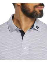 FootJoy Deco Diamond Print Lisle Polo Shirt - White/Navy