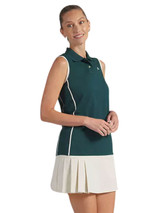 Puma x Arnold Palmer Womens Modalon Piped Sleeveless Polo - Forest Green