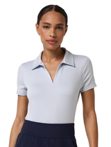 TravisMathew Women's Skyloft Light SS Polo - Heather Halogen Blue
