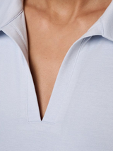 TravisMathew Women's Skyloft Light SS Polo - Heather Halogen Blue