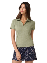 TravisMathew Women's Skyloft Light SS Polo - Heather Oil Green