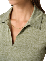 TravisMathew Women's Skyloft Light SS Polo - Heather Oil Green