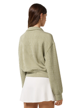 TravisMathew Women's Printed Skyloft Soft Echo 1/2 Zip - Oil Green Multi