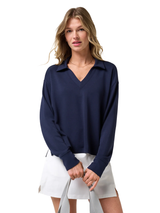 TravisMathew Women's Skyloft Soft V-Neck Pullover - Navy Blazer