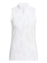 adidas Womens Ultimate365 Tour Printed Sleeveless Polo - Crystal Sky