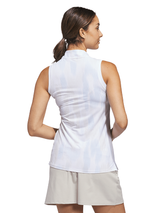 adidas Womens Ultimate365 Tour Printed Sleeveless Polo - Crystal Sky