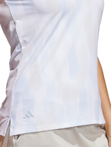 adidas Womens Ultimate365 Tour Printed Sleeveless Polo - Crystal Sky