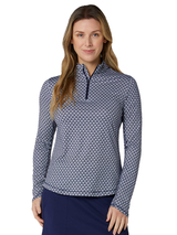 Callaway Women's Scarf Geo Long Sleeve Sun Protection Top - Peacoat