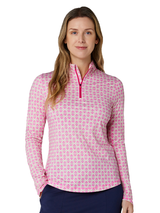 Callaway Women's Deco Geo Long Sleeve Sun Protection Top - Fuchsia Purple