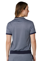 Callaway Women's Scarf Geo Print Rib Collar Polo - Peacoat