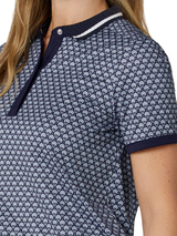 Callaway Women's Scarf Geo Print Rib Collar Polo - Peacoat