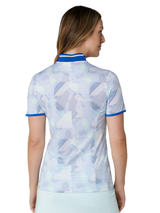 Callaway Women's Active Geo Print Rib Collar Zip Polo - Brilliant White