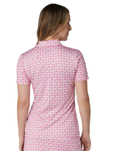 Callaway Women's Deco Geo Print Mesh Insert Polo - Fuchsia Purple