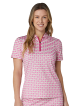 Callaway Women's Deco Geo Print Mesh Insert Polo - Fuchsia Purple