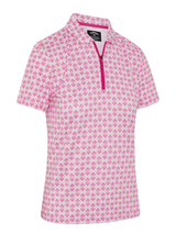 Callaway Women's Deco Geo Print Mesh Insert Polo - Fuchsia Purple