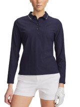 Under Armour Women's Drive Chill Long Sleeve Polo - Midnight Navy/White
