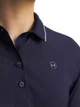 Under Armour Women's Drive Chill Long Sleeve Polo - Midnight Navy/White