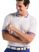 Original Penguin Performance Ribbed Blocking Terry Golf Polo - Bright White